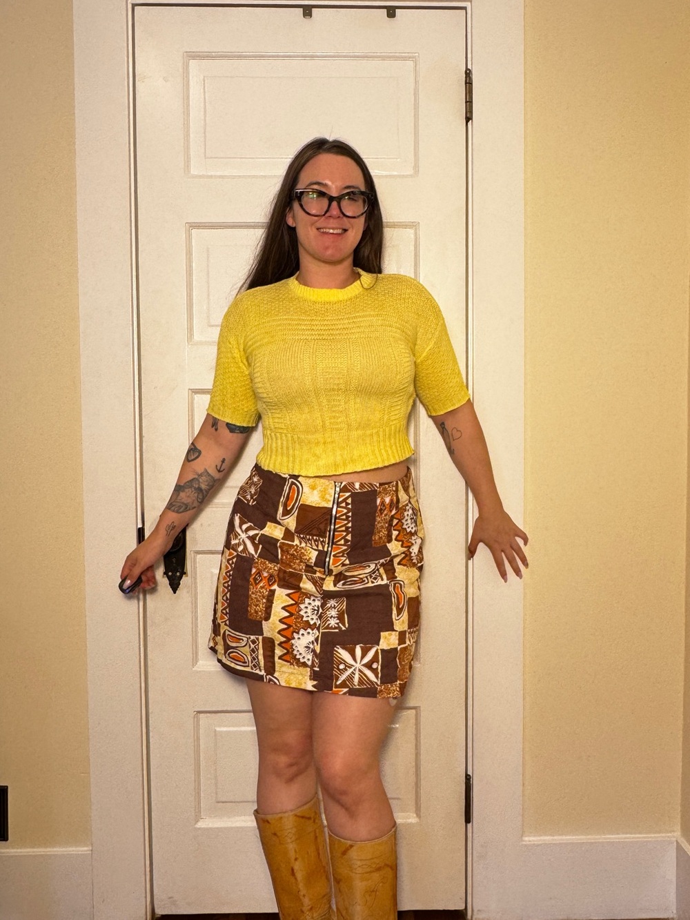 60s Vintage Butter Yellow Short Sleeve Sweater Sz M